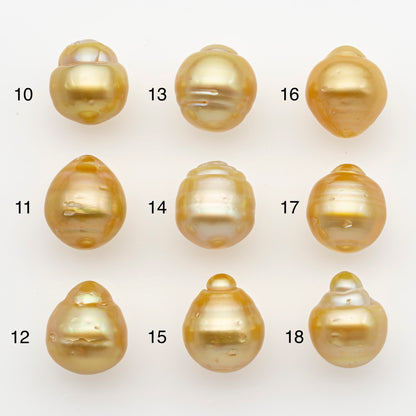 12-13mm South Sea Pearl in Natural Gold Color, Loose Drop Shape, Undrilled for Jewelry Making, SKU # 2773GS