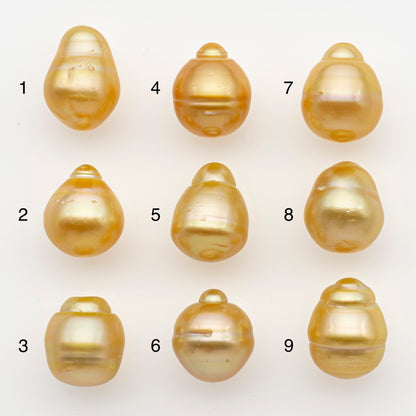 12-13mm South Sea Pearl in Natural Gold Color, Loose Drop Shape, Undrilled for Jewelry Making, SKU # 2773GS