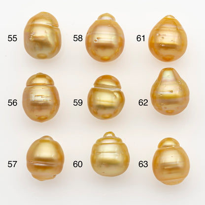 12-13mm South Sea Pearl in Natural Gold Color, Loose Drop Shape, Undrilled for Jewelry Making, SKU # 2773GS
