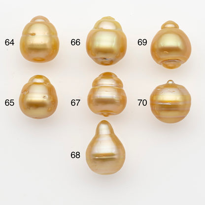 12-13mm South Sea Pearl in Natural Gold Color, Loose Drop Shape, Undrilled for Jewelry Making, SKU # 2773GS