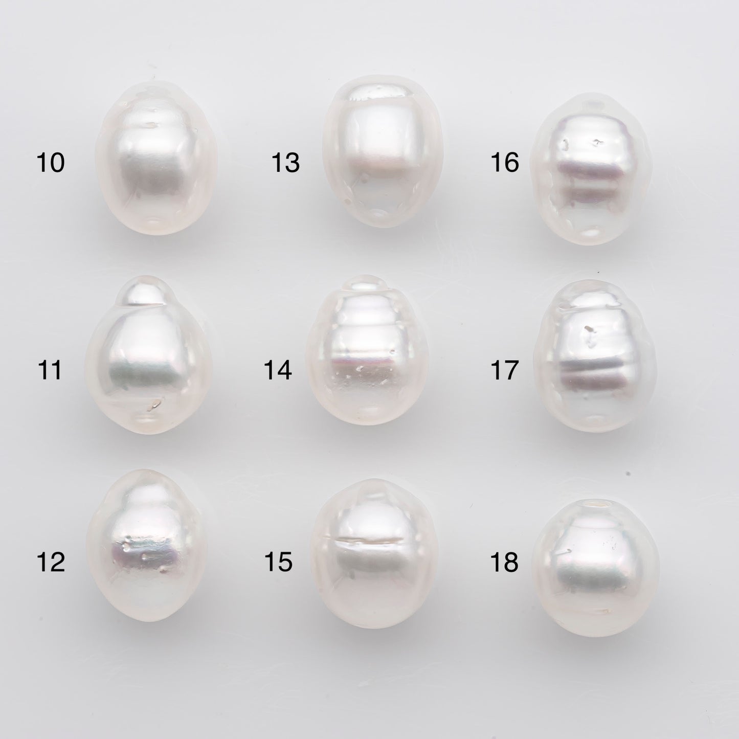 11-12mm White South Sea Pearl Drop Shape, Loose Undrilled Natural Color, SKU # 2775WS