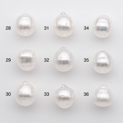11-12mm White South Sea Pearl Drop Shape, Loose Undrilled Natural Color, SKU # 2775WS