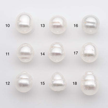 11-12mm White South Sea Pearl Drop Shape, Loose Undrilled Natural Color, SKU # 2776WS