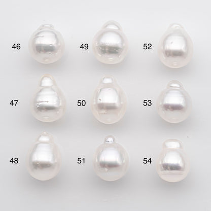 11-12mm White South Sea Pearl Drop Shape, Loose Undrilled Natural Color, SKU # 2776WS