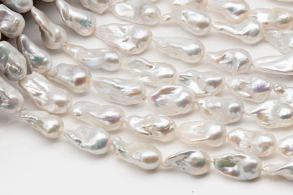 15-18mm x 25-33mm Baroque Pearl in Full Strand, Large White Freshwater Pearl for Jewelry Making, SKU # 2778BA