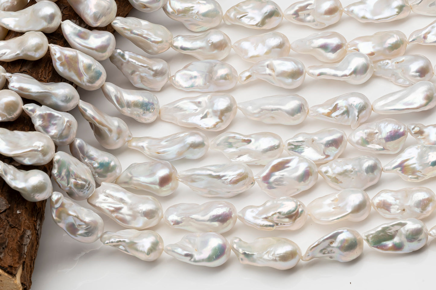 15-18mm x 25-33mm Baroque Pearl in Full Strand, Large White Freshwater Pearl for Jewelry Making, SKU # 2778BA