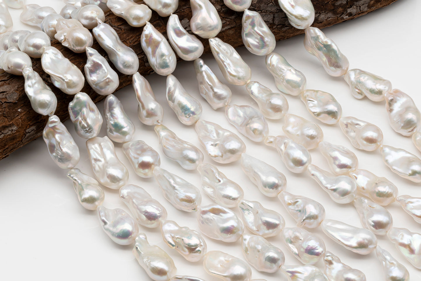 15-18mm x 25-33mm Baroque Pearl in Full Strand, Large White Freshwater Pearl for Jewelry Making, SKU # 2778BA