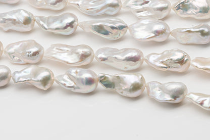 15-18mm x 25-33mm Baroque Pearl in Full Strand, Large White Freshwater Pearl for Jewelry Making, SKU # 2778BA