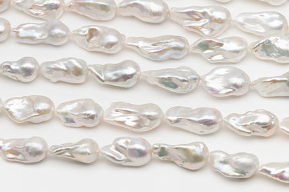 15-18mm x 25-33mm Baroque Pearl in Full Strand, Large White Freshwater Pearl for Jewelry Making, SKU # 2778BA