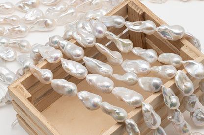 15-18mm x 25-33mm Baroque Pearl in Full Strand, Large White Freshwater Pearl for Jewelry Making, SKU # 2778BA