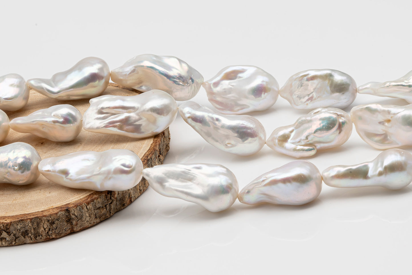 15-18mm x 25-33mm Baroque Pearl in Full Strand, Large White Freshwater Pearl for Jewelry Making, SKU # 2778BA