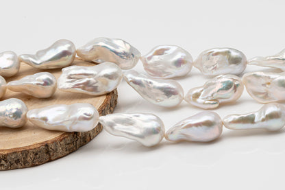 15-18mm x 25-33mm Baroque Pearl in Full Strand, Large White Freshwater Pearl for Jewelry Making, SKU # 2778BA