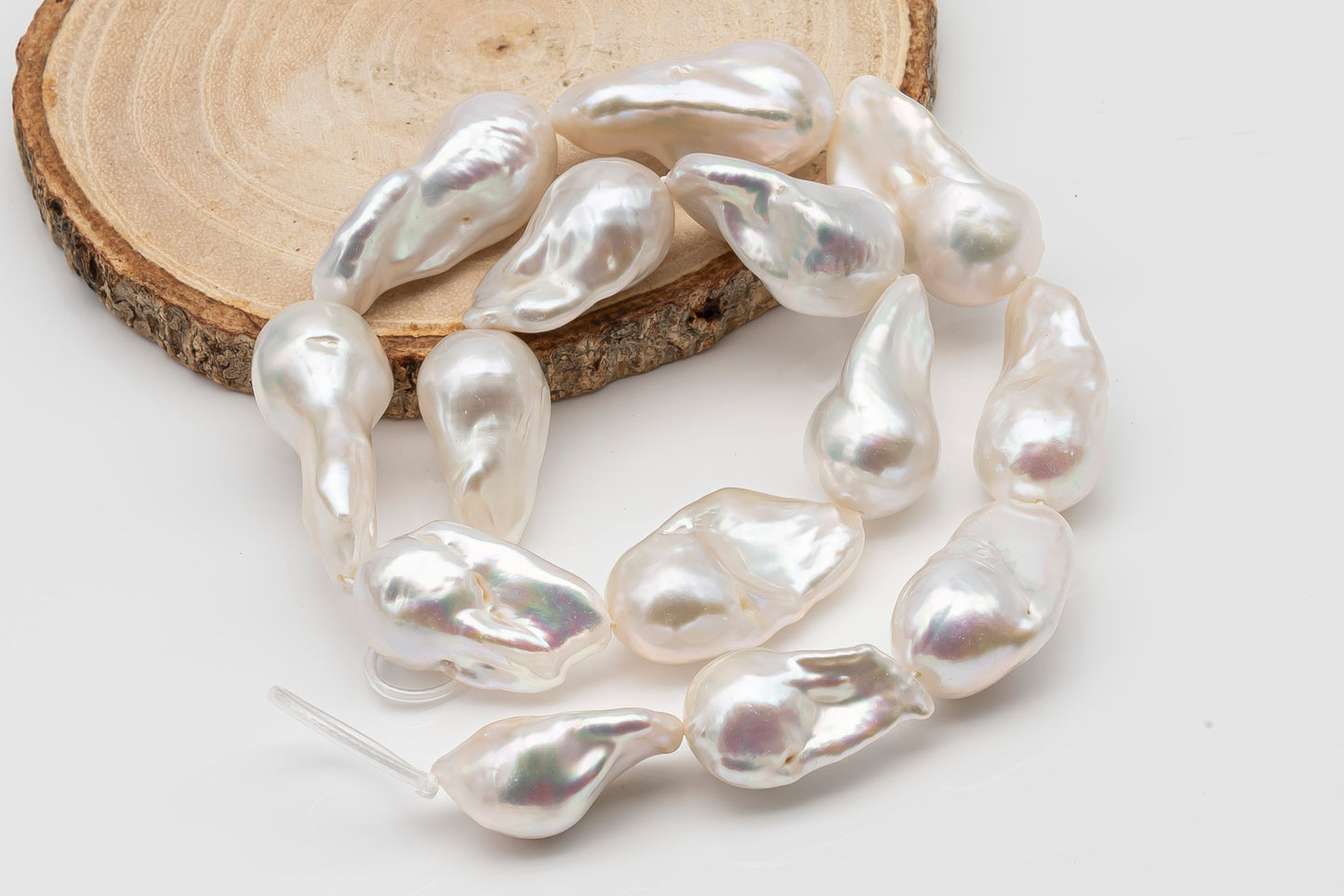 15-18mm x 25-33mm Baroque Pearl in Full Strand, Large White Freshwater Pearl for Jewelry Making, SKU # 2778BA