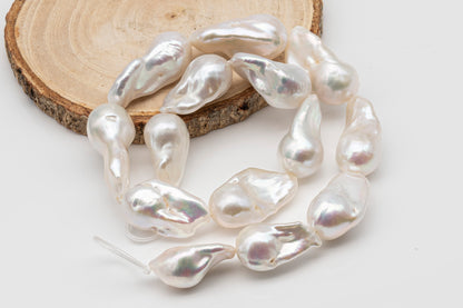 15-18mm x 25-33mm Baroque Pearl in Full Strand, Large White Freshwater Pearl for Jewelry Making, SKU # 2778BA