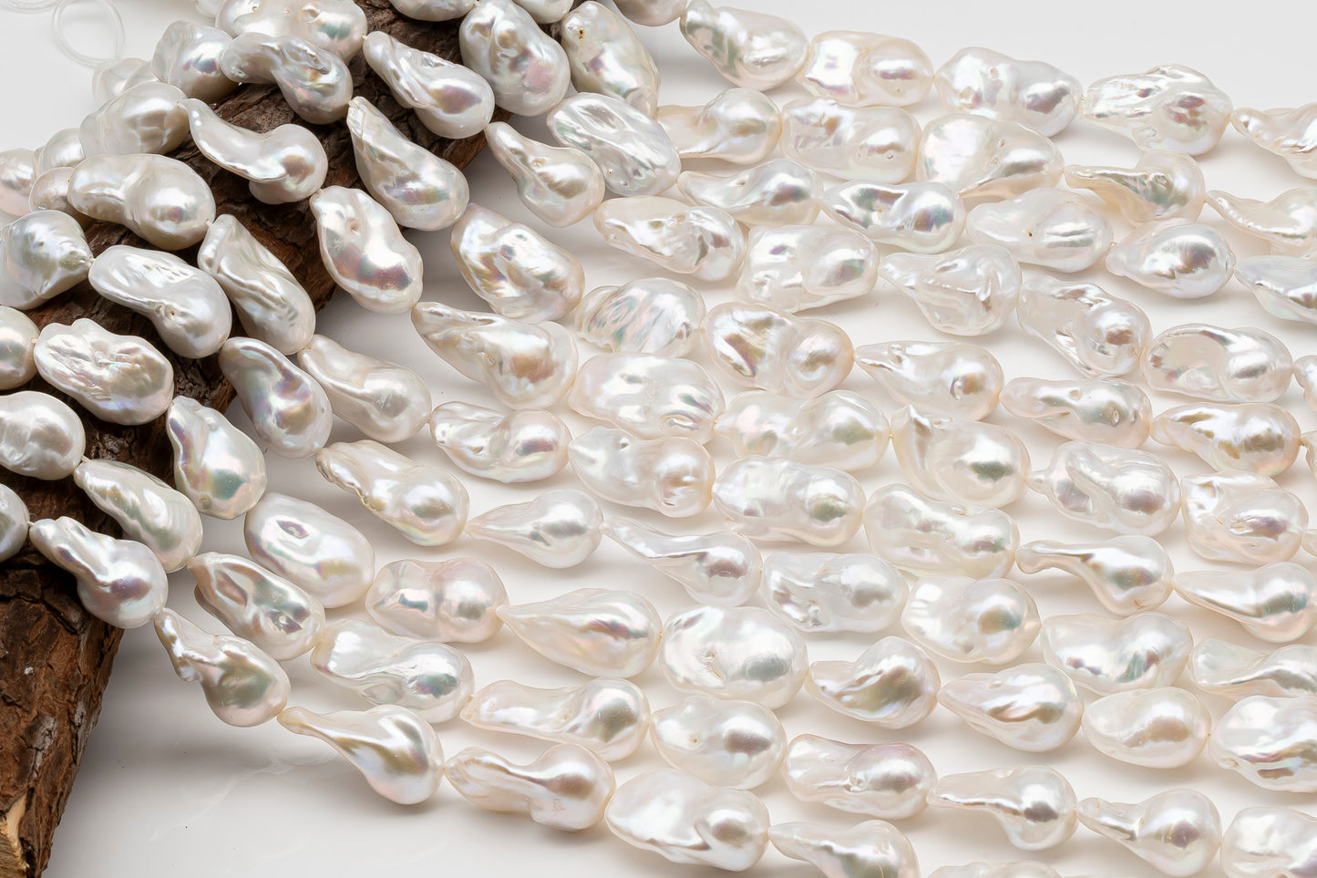 15-18mm x 22-30mm Baroque Pearl in Full Strand, Large White Freshwater Pearl for Jewelry Making, SKU # 2779BA