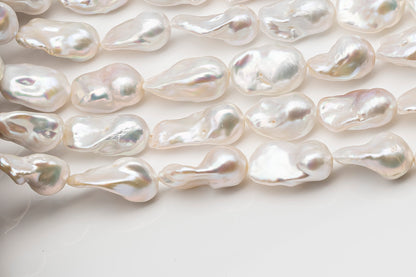 15-18mm x 22-30mm Baroque Pearl in Full Strand, Large White Freshwater Pearl for Jewelry Making, SKU # 2779BA