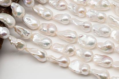 15-18mm x 22-30mm Baroque Pearl in Full Strand, Large White Freshwater Pearl for Jewelry Making, SKU # 2779BA