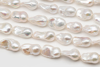 15-18mm x 22-30mm Baroque Pearl in Full Strand, Large White Freshwater Pearl for Jewelry Making, SKU # 2779BA