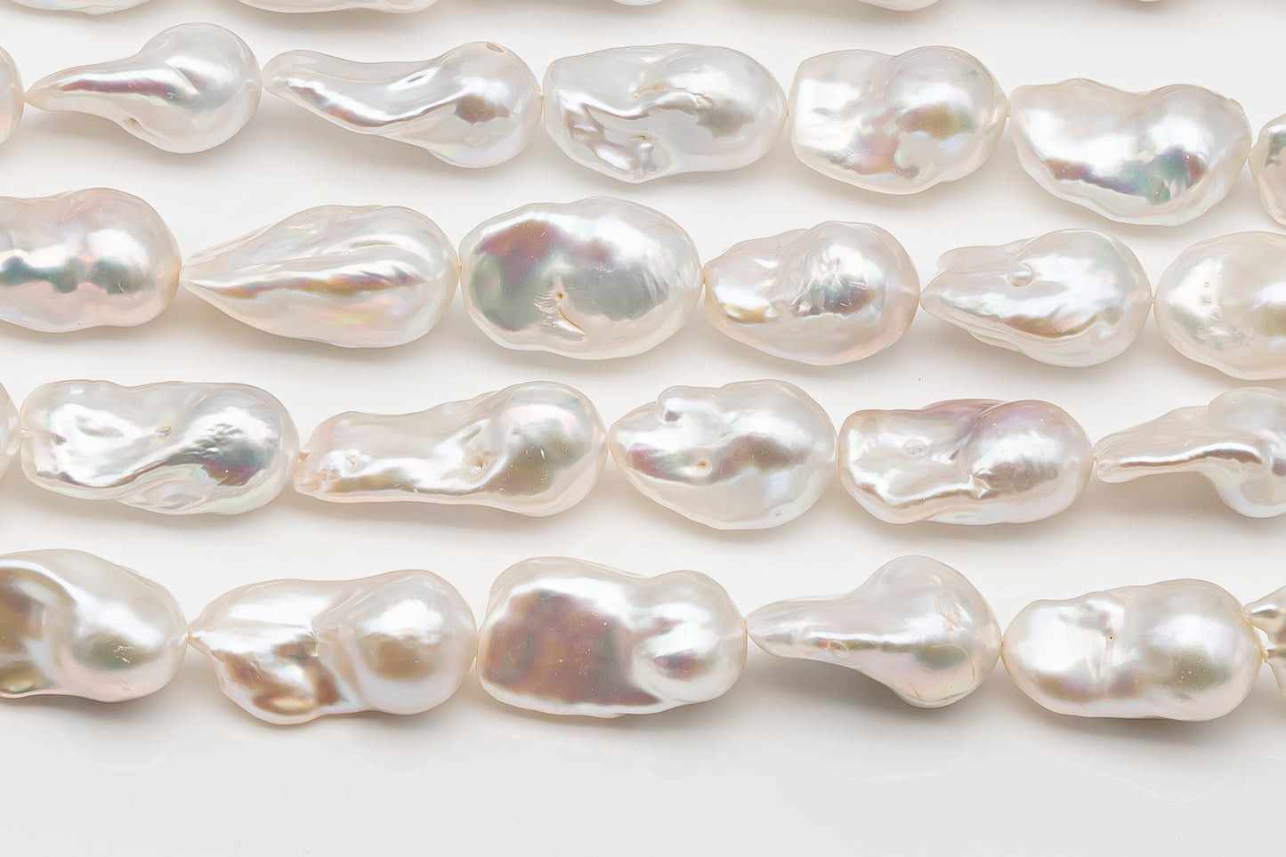 15-18mm x 22-30mm Baroque Pearl in Full Strand, Large White Freshwater Pearl for Jewelry Making, SKU # 2779BA