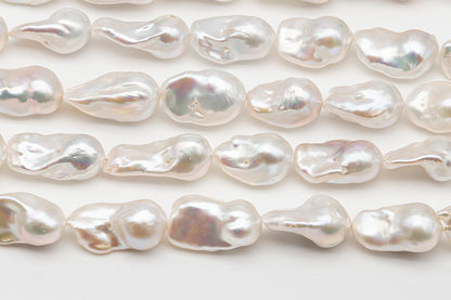 15-18mm x 22-30mm Baroque Pearl in Full Strand, Large White Freshwater Pearl for Jewelry Making, SKU # 2779BA