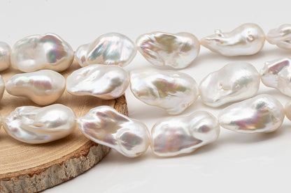 15-18mm x 22-30mm Baroque Pearl in Full Strand, Large White Freshwater Pearl for Jewelry Making, SKU # 2779BA