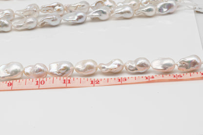 15-18mm x 22-30mm Baroque Pearl in Full Strand, Large White Freshwater Pearl for Jewelry Making, SKU # 2779BA