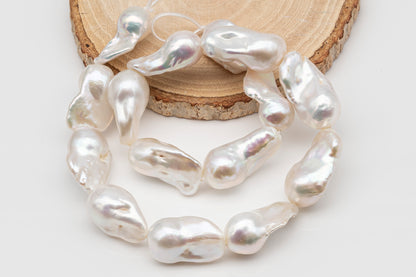 15-18mm x 22-30mm Baroque Pearl in Full Strand, Large White Freshwater Pearl for Jewelry Making, SKU # 2779BA