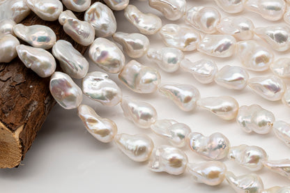 15-18mm x 20-24mm Baroque Pearl in Full Strand, Large White Freshwater Pearl for Jewelry Making, SKU # 2780BA