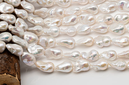 15-18mm x 20-24mm Baroque Pearl in Full Strand, Large White Freshwater Pearl for Jewelry Making, SKU # 2780BA