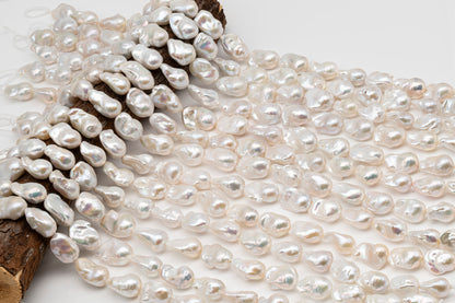 15-18mm x 20-24mm Baroque Pearl in Full Strand, Large White Freshwater Pearl for Jewelry Making, SKU # 2780BA