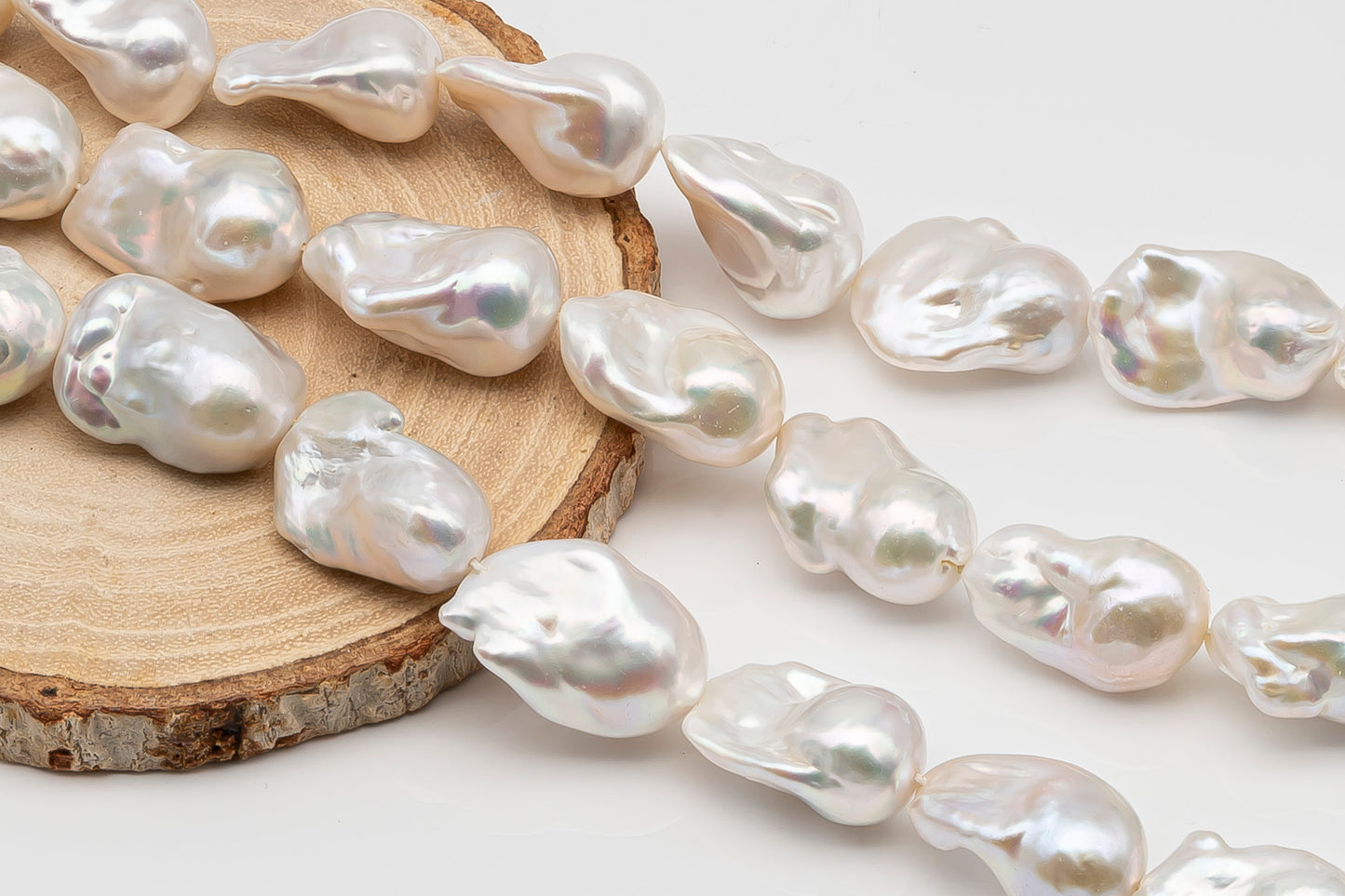 15-18mm x 20-24mm Baroque Pearl in Full Strand, Large White Freshwater Pearl for Jewelry Making, SKU # 2780BA