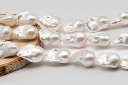 15-18mm x 20-24mm Baroque Pearl in Full Strand, Large White Freshwater Pearl for Jewelry Making, SKU # 2780BA