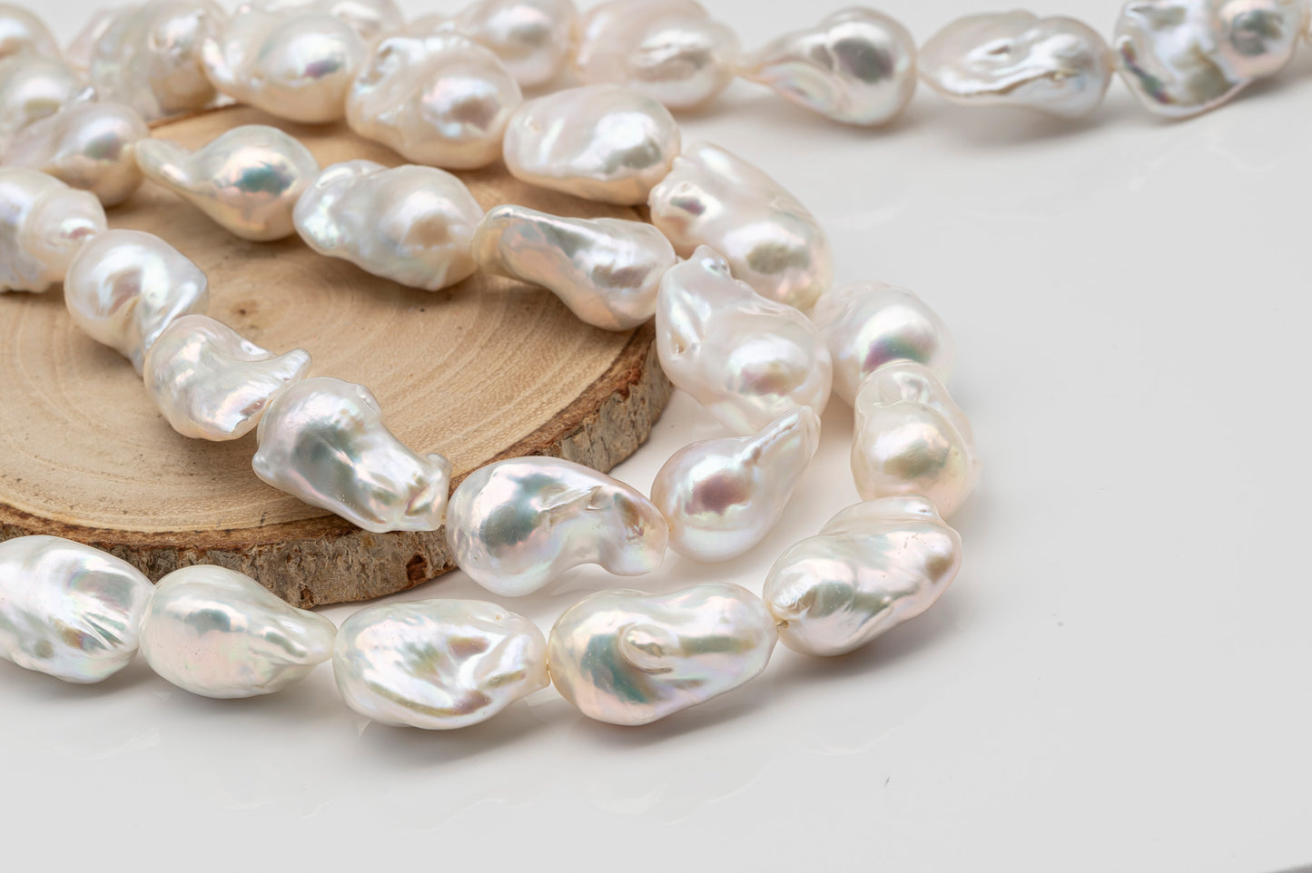 15-18mm x 20-24mm Baroque Pearl in Full Strand, Large White Freshwater Pearl for Jewelry Making, SKU # 2780BA
