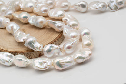 15-18mm x 20-24mm Baroque Pearl in Full Strand, Large White Freshwater Pearl for Jewelry Making, SKU # 2780BA