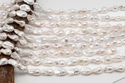 15-18mm x 23-28mm Baroque Pearl in Full Strand, Large White Freshwater Pearl for Jewelry Making, SKU # 2781BA