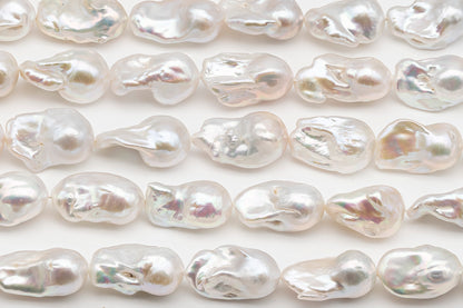 15-18mm x 23-28mm Baroque Pearl in Full Strand, Large White Freshwater Pearl for Jewelry Making, SKU # 2781BA