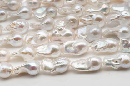15-18mm x 23-28mm Baroque Pearl in Full Strand, Large White Freshwater Pearl for Jewelry Making, SKU # 2781BA