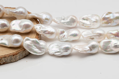 15-18mm x 23-28mm Baroque Pearl in Full Strand, Large White Freshwater Pearl for Jewelry Making, SKU # 2781BA