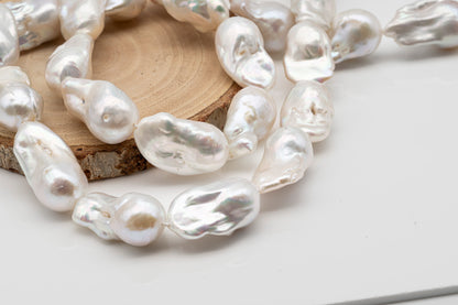 15-18mm x 23-28mm Baroque Pearl in Full Strand, Large White Freshwater Pearl for Jewelry Making, SKU # 2781BA