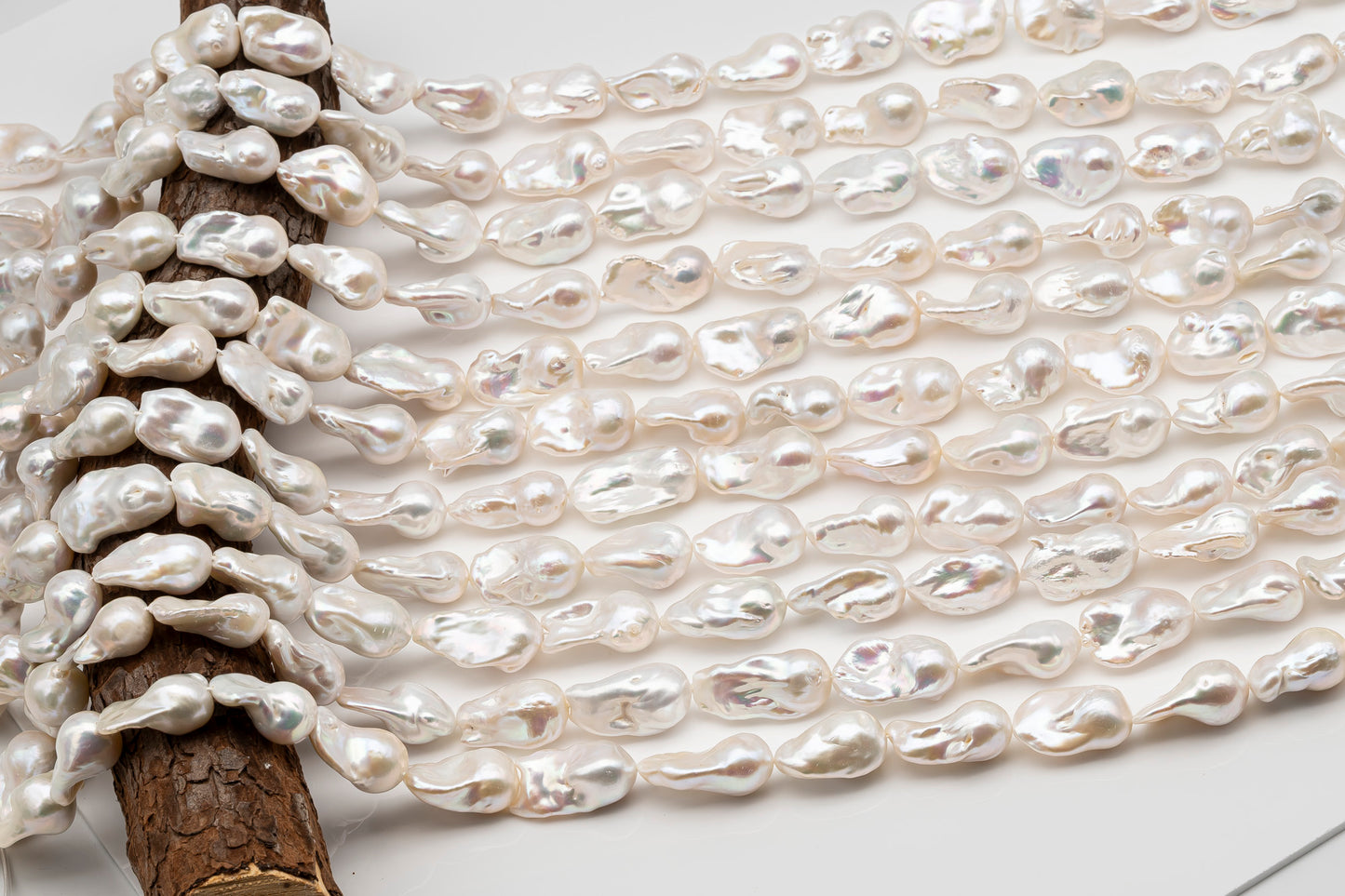 15-18mm x 22-30mm Baroque Pearl in Full Strand, Large White Freshwater Pearl for Jewelry Making, SKU # 2782BA