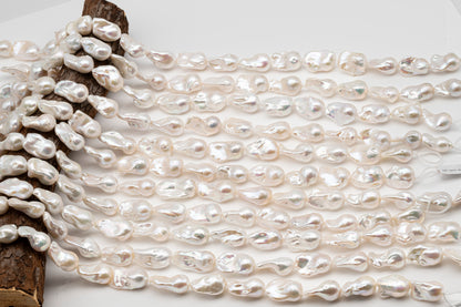 15-18mm x 22-30mm Baroque Pearl in Full Strand, Large White Freshwater Pearl for Jewelry Making, SKU # 2782BA