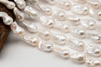 15-18mm x 22-30mm Baroque Pearl in Full Strand, Large White Freshwater Pearl for Jewelry Making, SKU # 2782BA