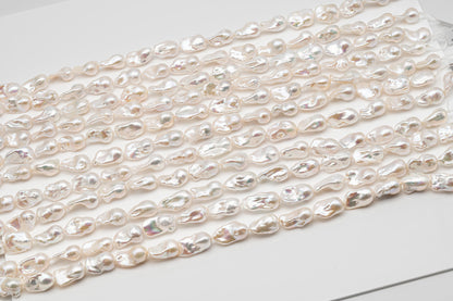 15-18mm x 22-30mm Baroque Pearl in Full Strand, Large White Freshwater Pearl for Jewelry Making, SKU # 2782BA