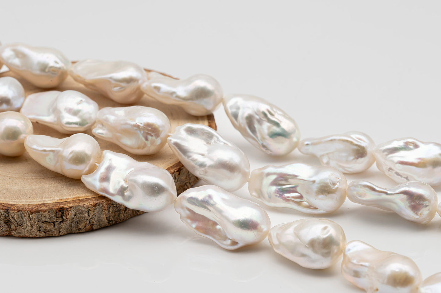 15-18mm x 22-30mm Baroque Pearl in Full Strand, Large White Freshwater Pearl for Jewelry Making, SKU # 2782BA