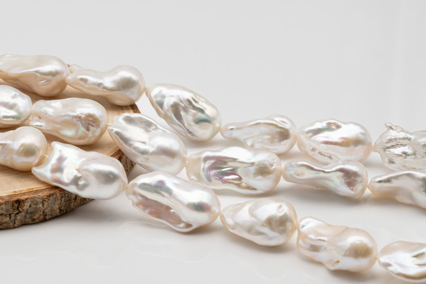 15-18mm x 22-30mm Baroque Pearl in Full Strand, Large White Freshwater Pearl for Jewelry Making, SKU # 2782BA