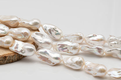 15-18mm x 22-30mm Baroque Pearl in Full Strand, Large White Freshwater Pearl for Jewelry Making, SKU # 2782BA