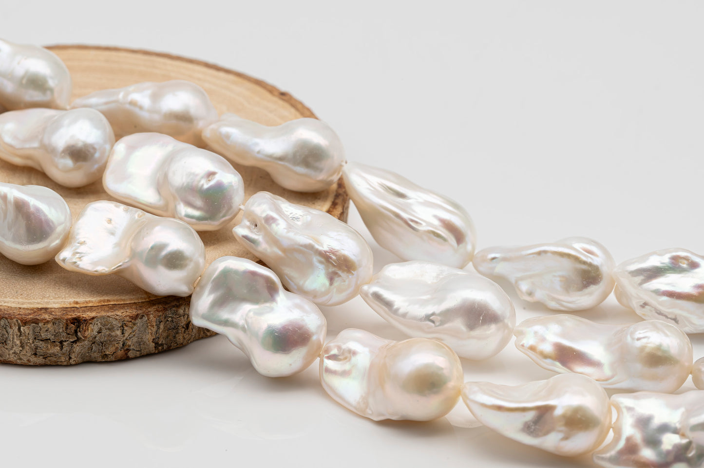 15-18mm x 22-30mm Baroque Pearl in Full Strand, Large White Freshwater Pearl for Jewelry Making, SKU # 2782BA