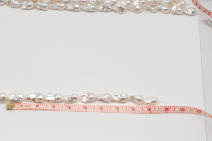 13-15mm x18-22mm Baroque Pearl in Full Strand, Large White Freshwater Pearl for Jewelry Making, SKU # 2783BA