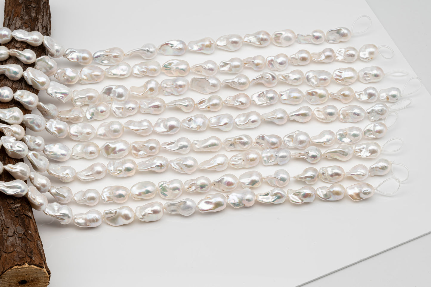 13-15mm x18-22mm Baroque Pearl in Full Strand, Large White Freshwater Pearl for Jewelry Making, SKU # 2783BA