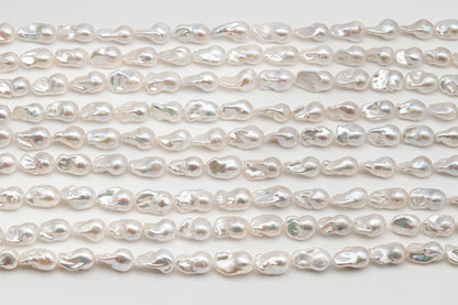 13-15mm x18-22mm Baroque Pearl in Full Strand, Large White Freshwater Pearl for Jewelry Making, SKU # 2783BA